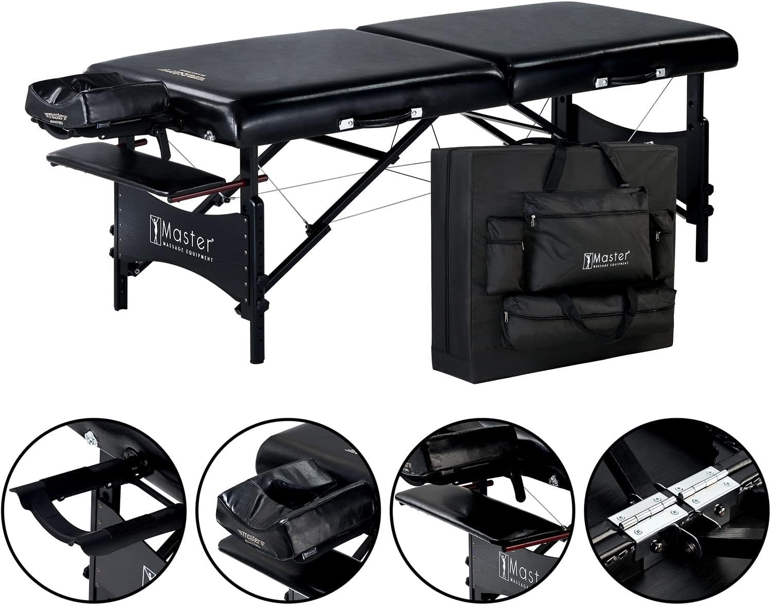 76cm Portable Massage Table w/ Bluetooth Cushion | Galaxy Pro Spa Lash Bed Black