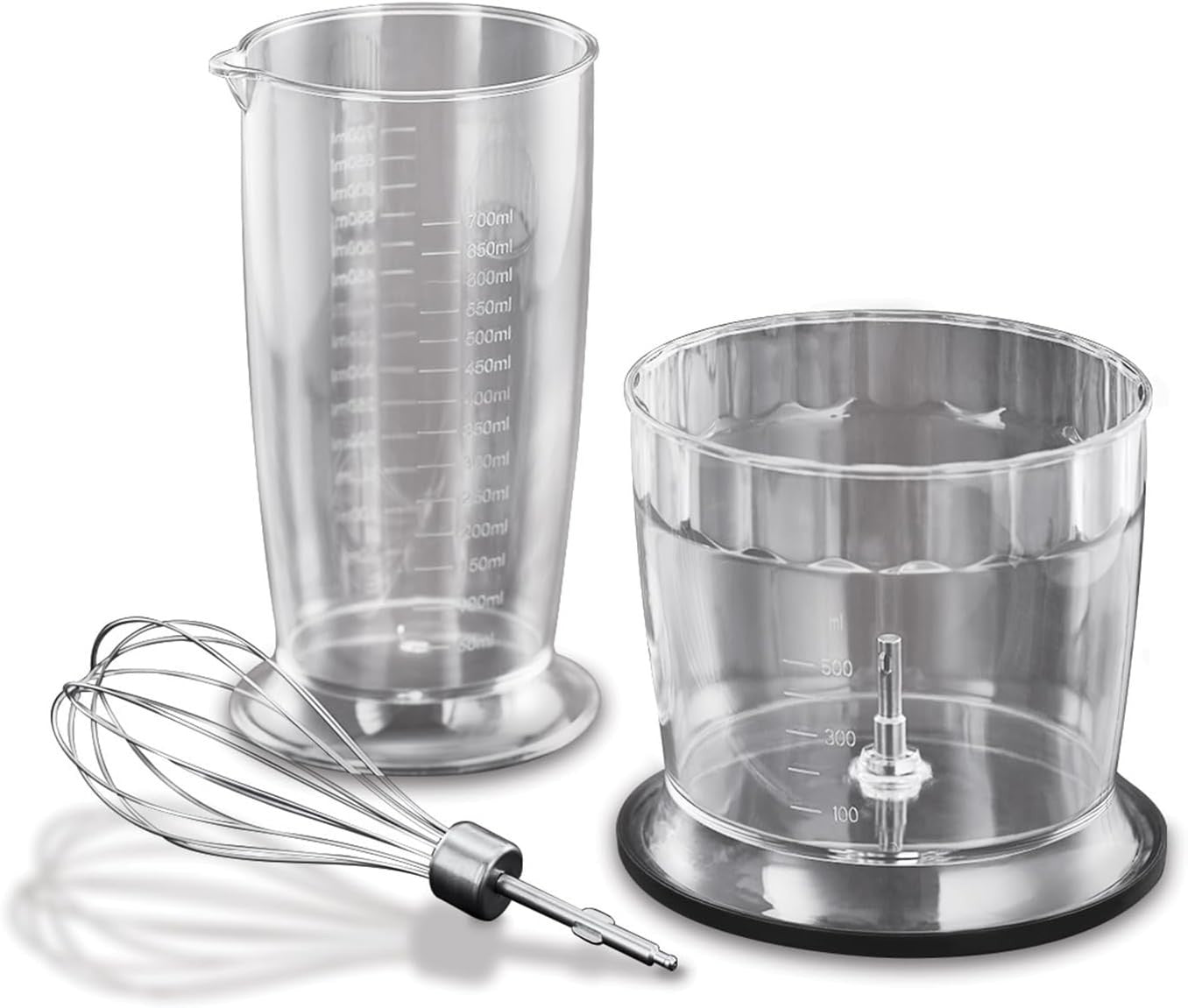 500W Handheld Electric Blender with Chopper & Whisk - 700ml Bowl, Portable