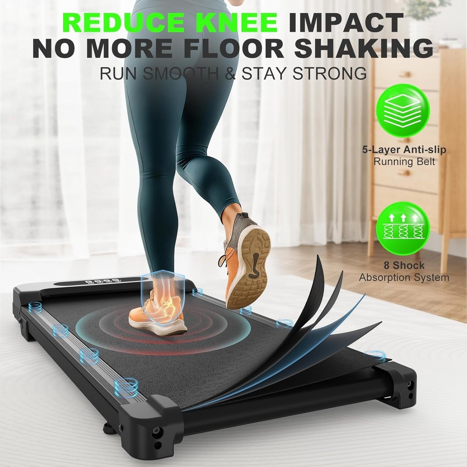 Compact Walking Treadmill Under Desk 8km/h Portable Home Gym Incline