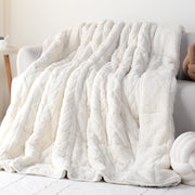 Cottonblue 15-17lb Weighted Blanket 60x80 Jacquard Sherpa Cream White Queen