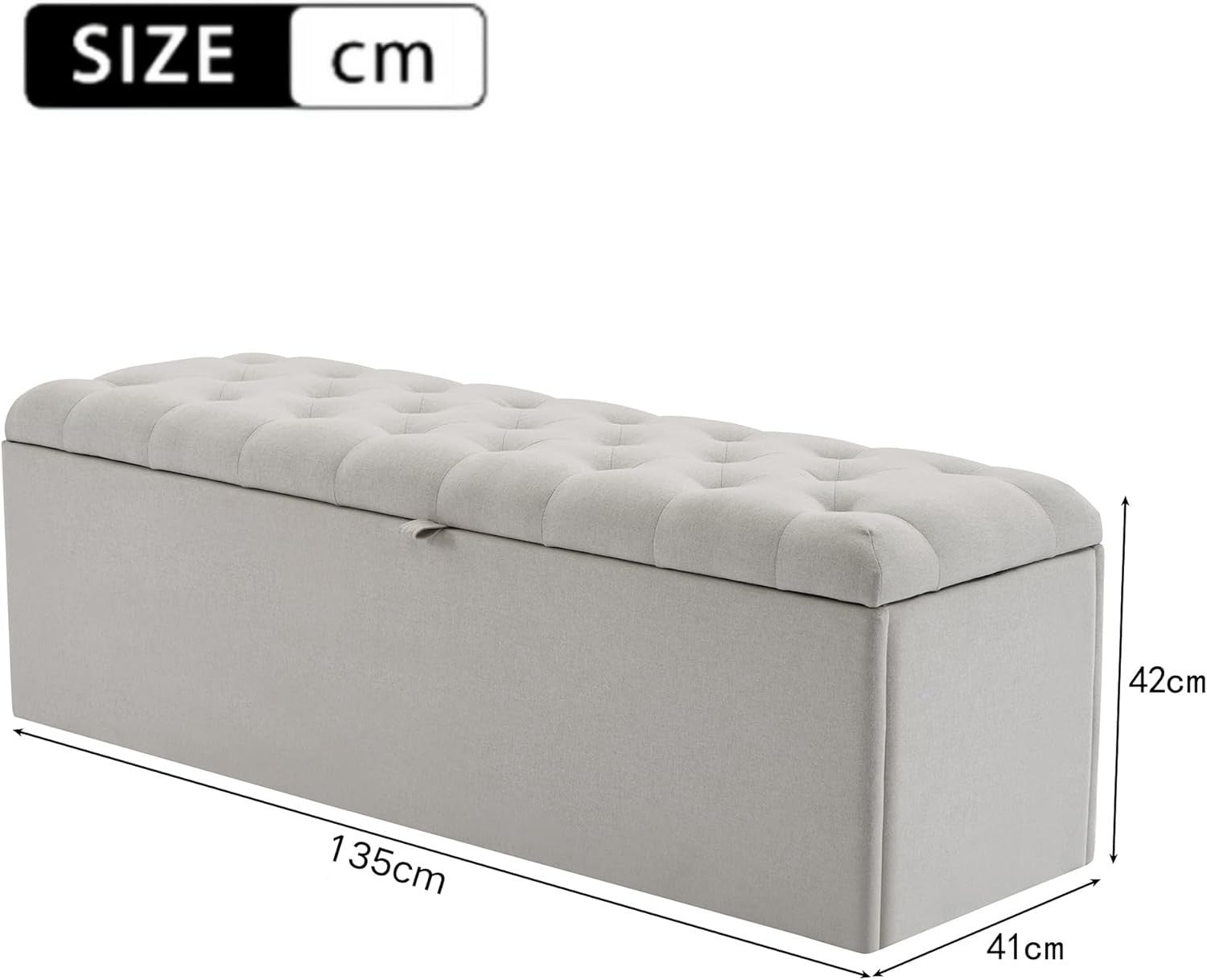 ModernLuxe Ottoman Storage Bench Upholstered Linen Footstool 135x41x42cm