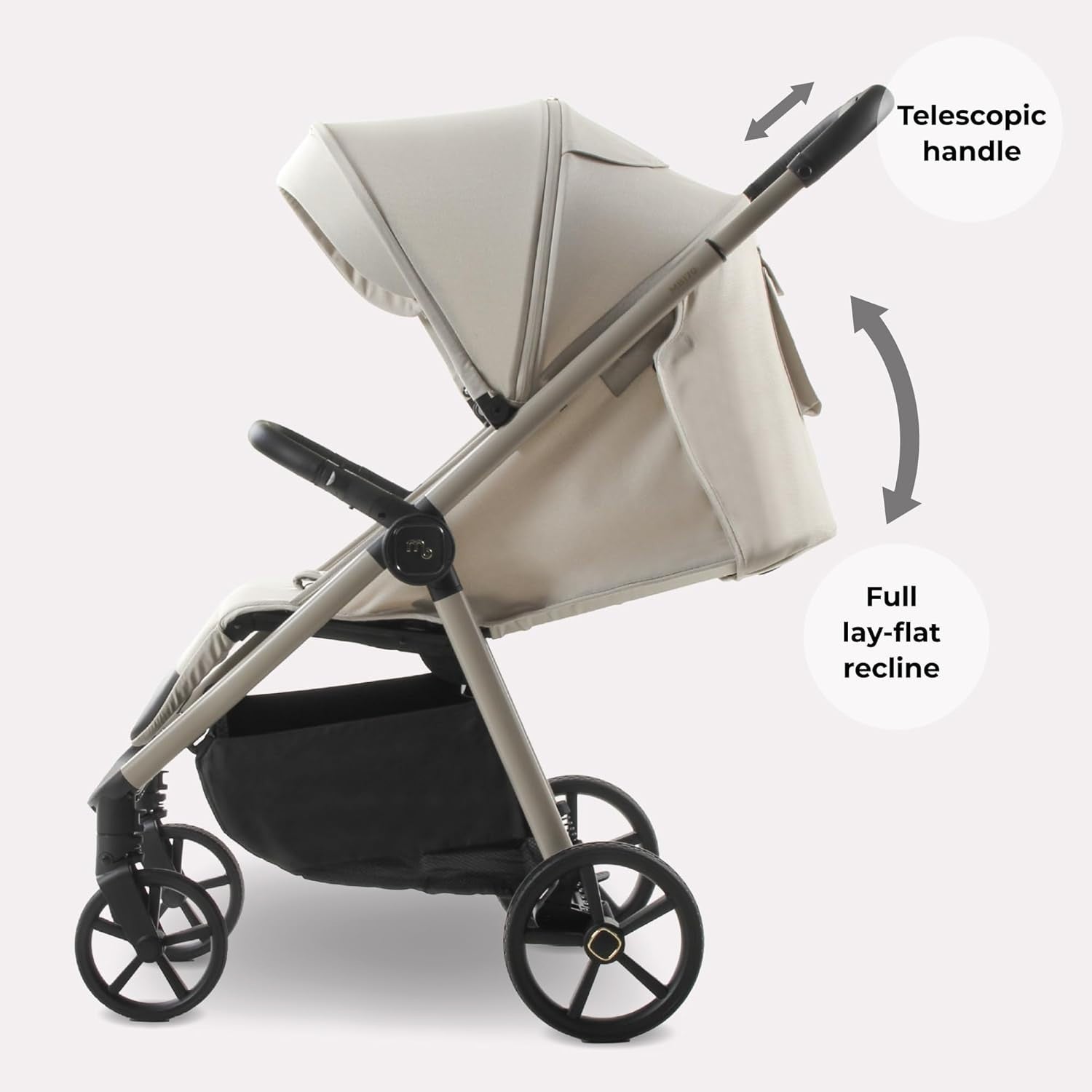 Compact Baby Pushchair Stroller From Birth to 22kg Foldable Ivory