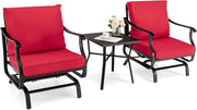 Outdoor Glider Rocking Chair Set w/Cushions & Table Patio Garden