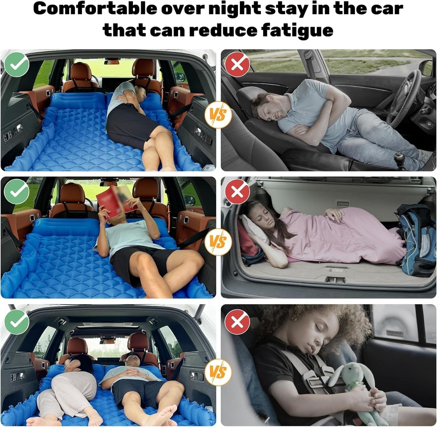 2-Person Inflatable Car Mattress with Foot Pump & Waterproof Velvet Blanket