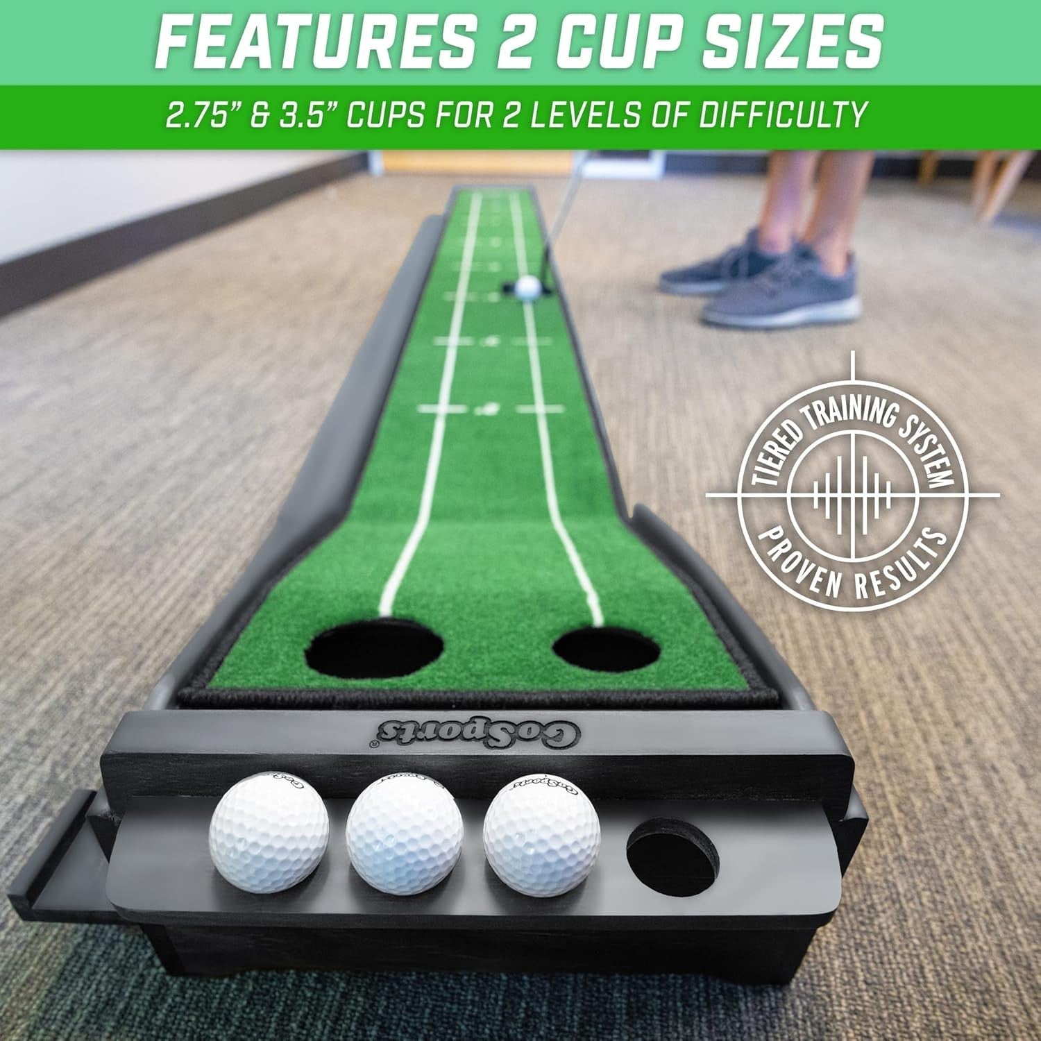 Golf Putting Mat 9ft Automatic Ball Return Indoor Practice Green Set