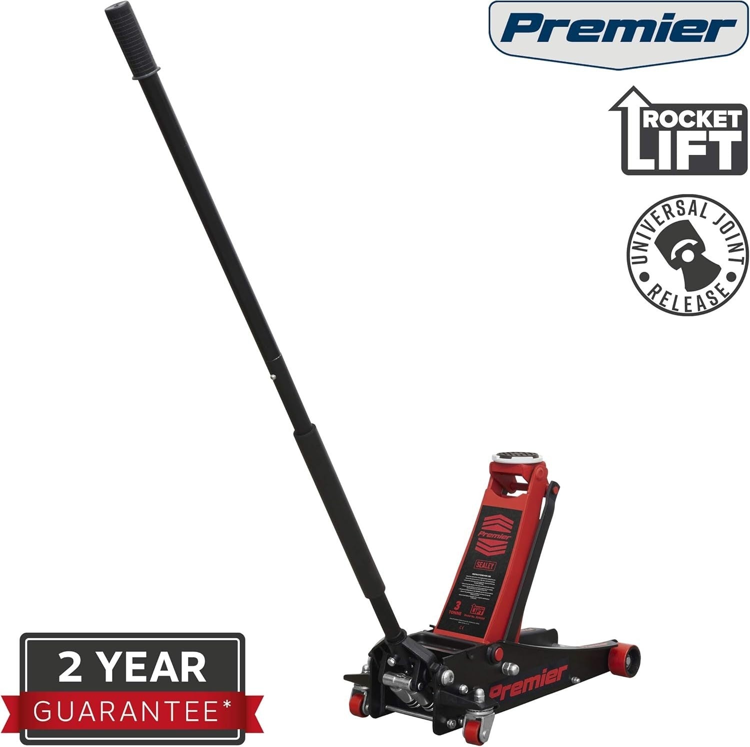 3 Ton Low Profile Trolley Jack Rocket Lift Heavy Duty Car Jack 100–533mm Red