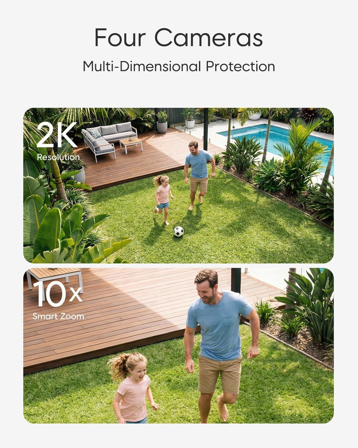 2K PTZ WiFi Security Camera 4 Lens Auto Tracking Color Night Vision