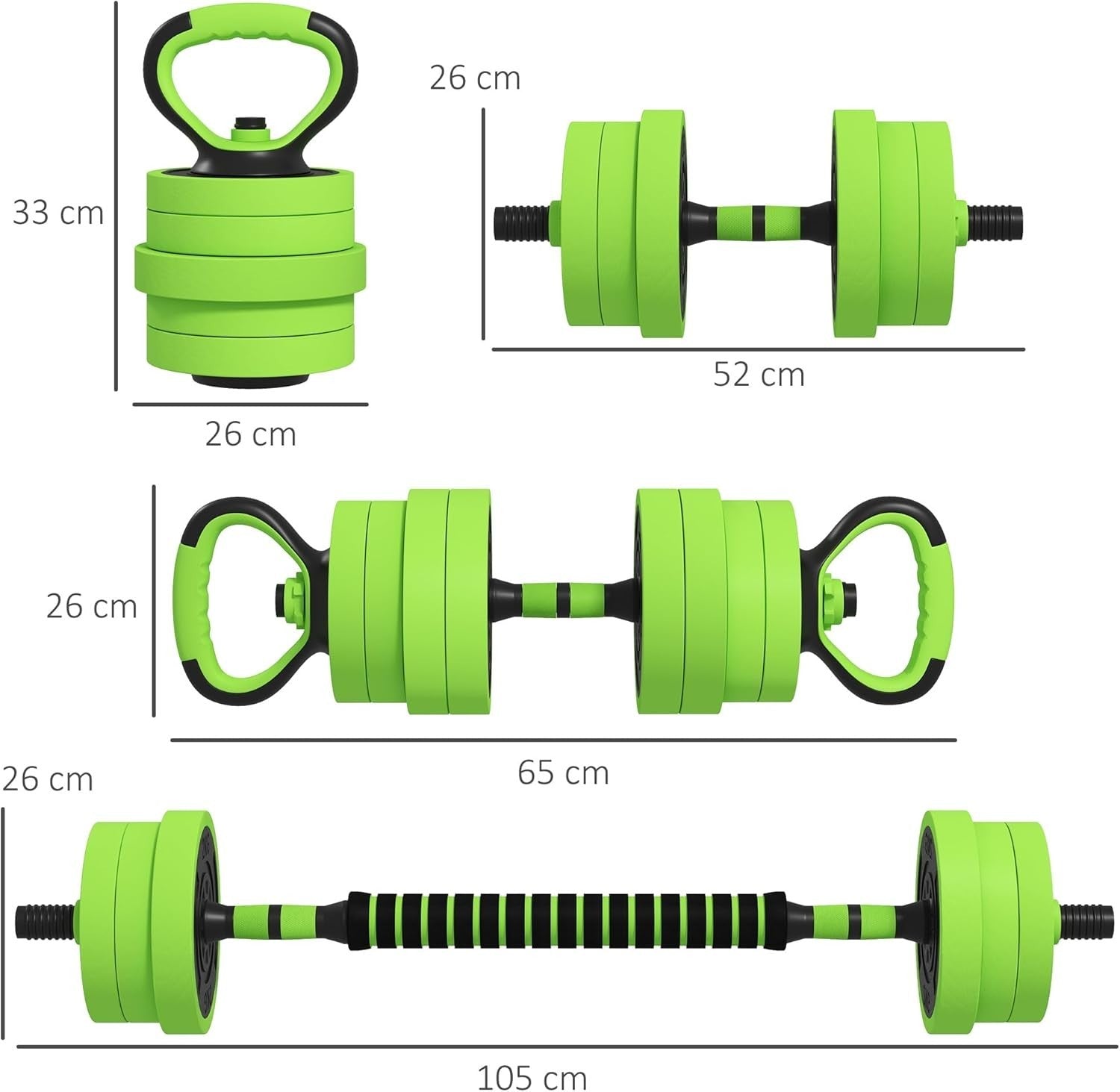 6-in-1 Adjustable Dumbbell Set 20–40kg Barbell Kettlebell Home Gym