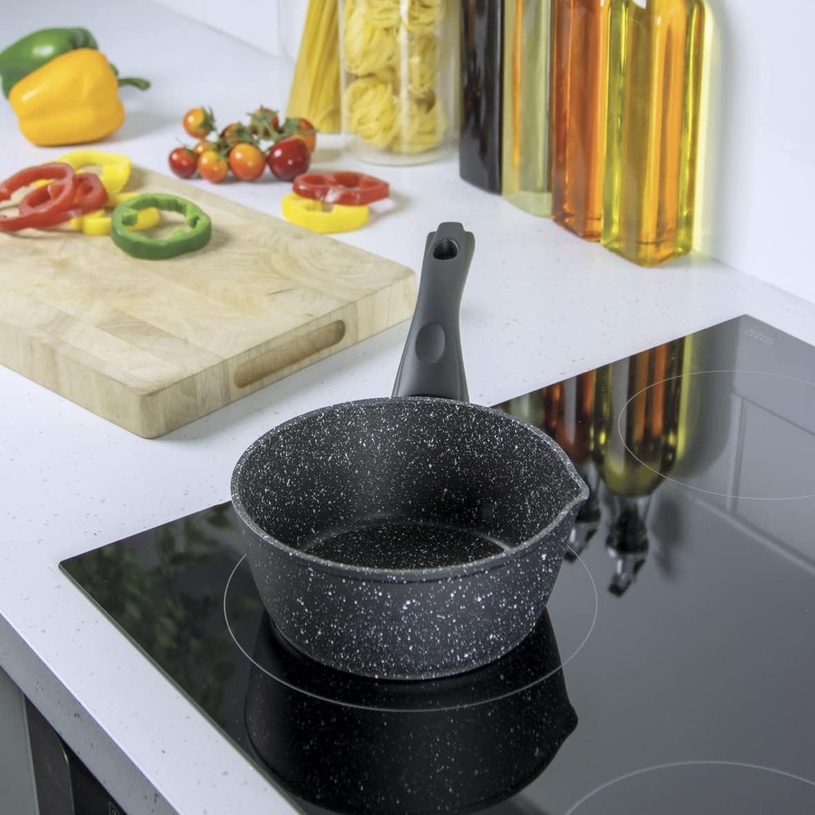 16cm Black Non Stick Milk Pan with Cool Touch Handle Induction Safe