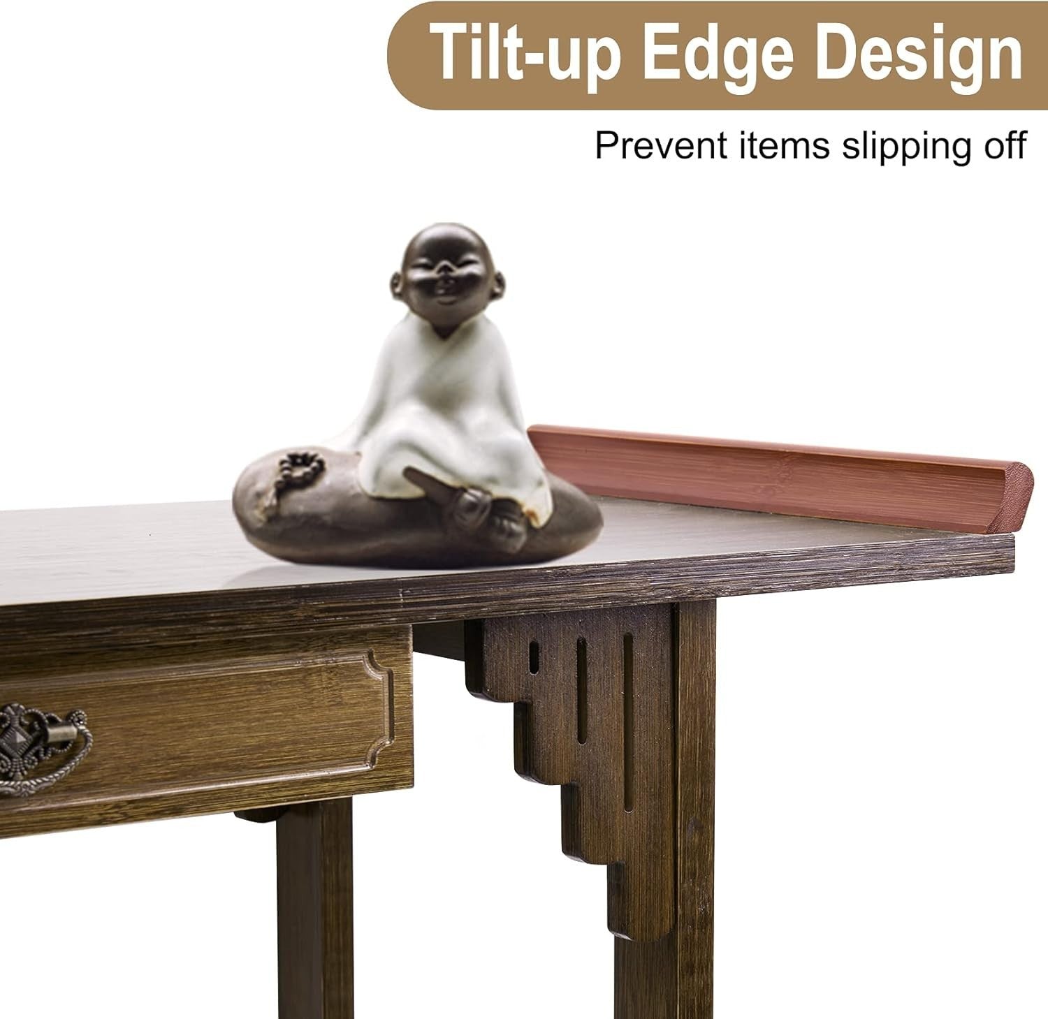 Narrow Entryway Console Table 2 Tier Bamboo Shelf 81.5x31.2x82.8 cm