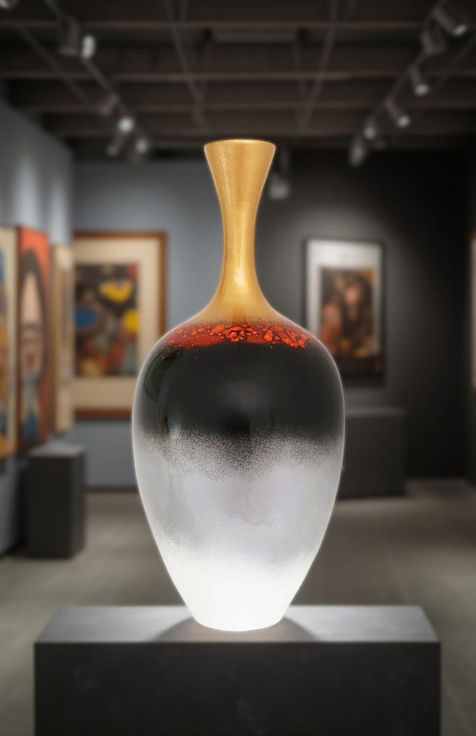 Luxury Gradient Ceramic Vase 45cm Gold Ombre Narrow Neck Home Decor