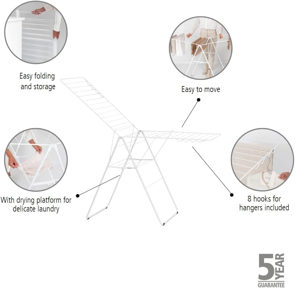 25m Clothes Airer Folding Indoor Drying Rack Stainless Steel Large Capacity