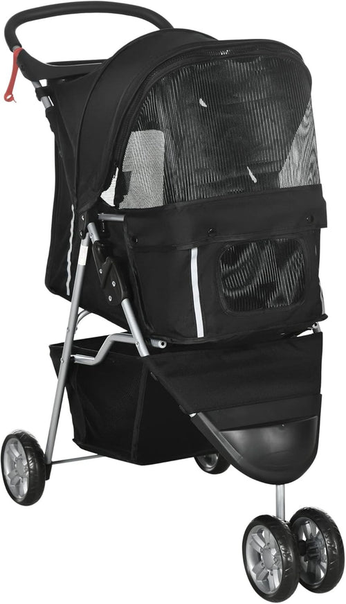 Pet Travel Stroller Dog Cat Pushchair 3 Wheel Jogger Folding Carrier Black