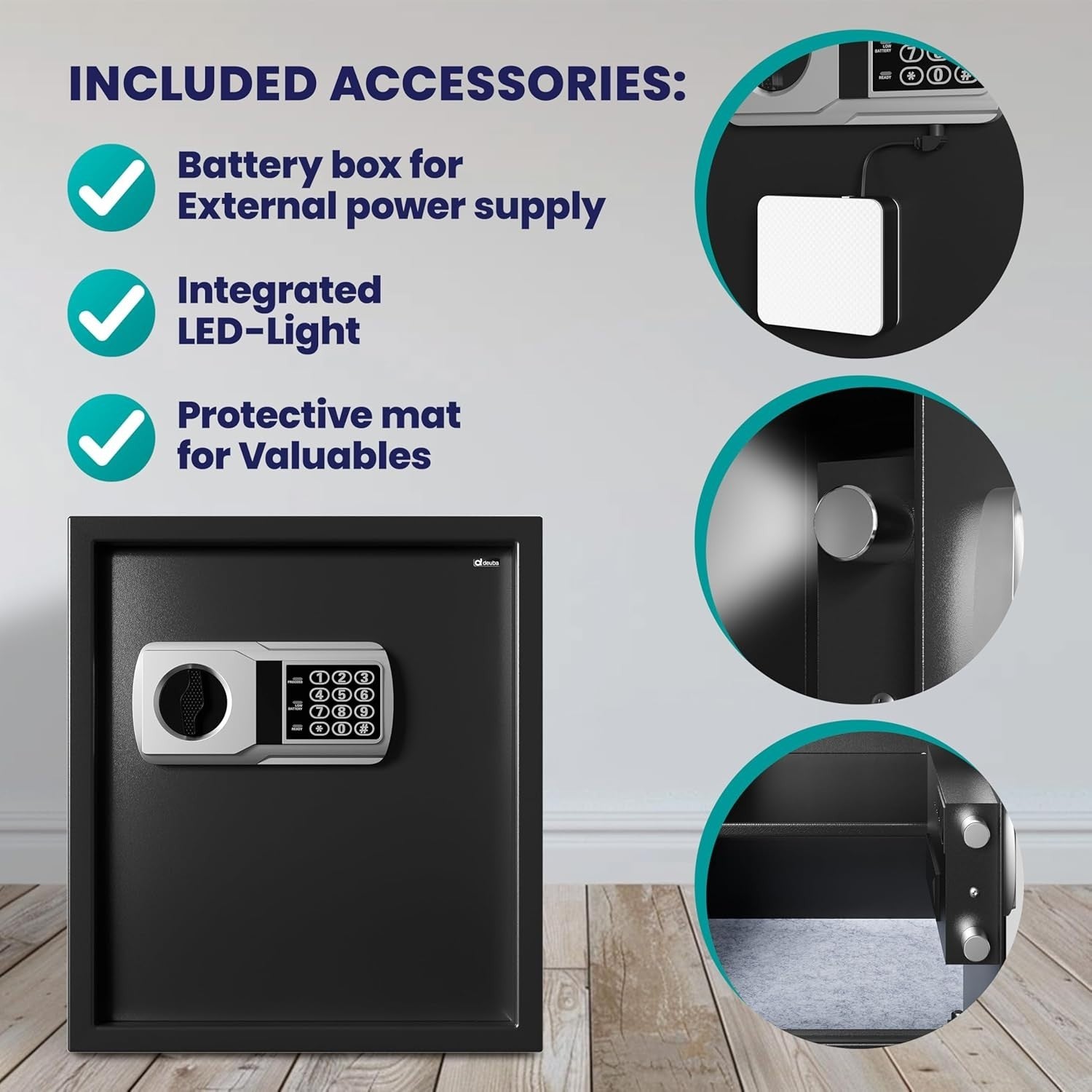 Electronic Digital Safe Box LED Light Key Override Cash Jewellery Safe