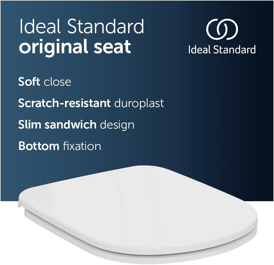 White Toilet Seat Slim Soft Close Metal Hinges Duroplast Durable