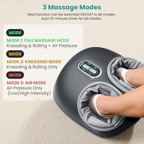 Foot Massager with Heat, Shiatsu Deep Kneading & Air Compression Therapy