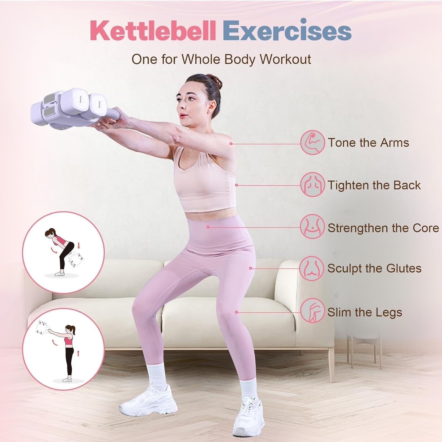 4-in-1 Adjustable Dumbbell Kettlebell Combo 2–5.5LB Fast Adjust Weights