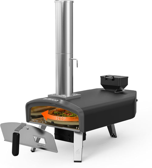 Outdoor Pellet Pizza Oven 500°C Auto Rotating Stone | Stainless Steel BBQ Cooker