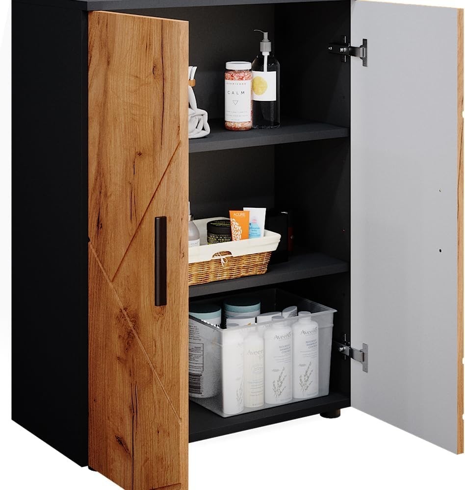 Space-Saving 2-Door Bathroom Storage Cabinet with Durable Melamine Finish