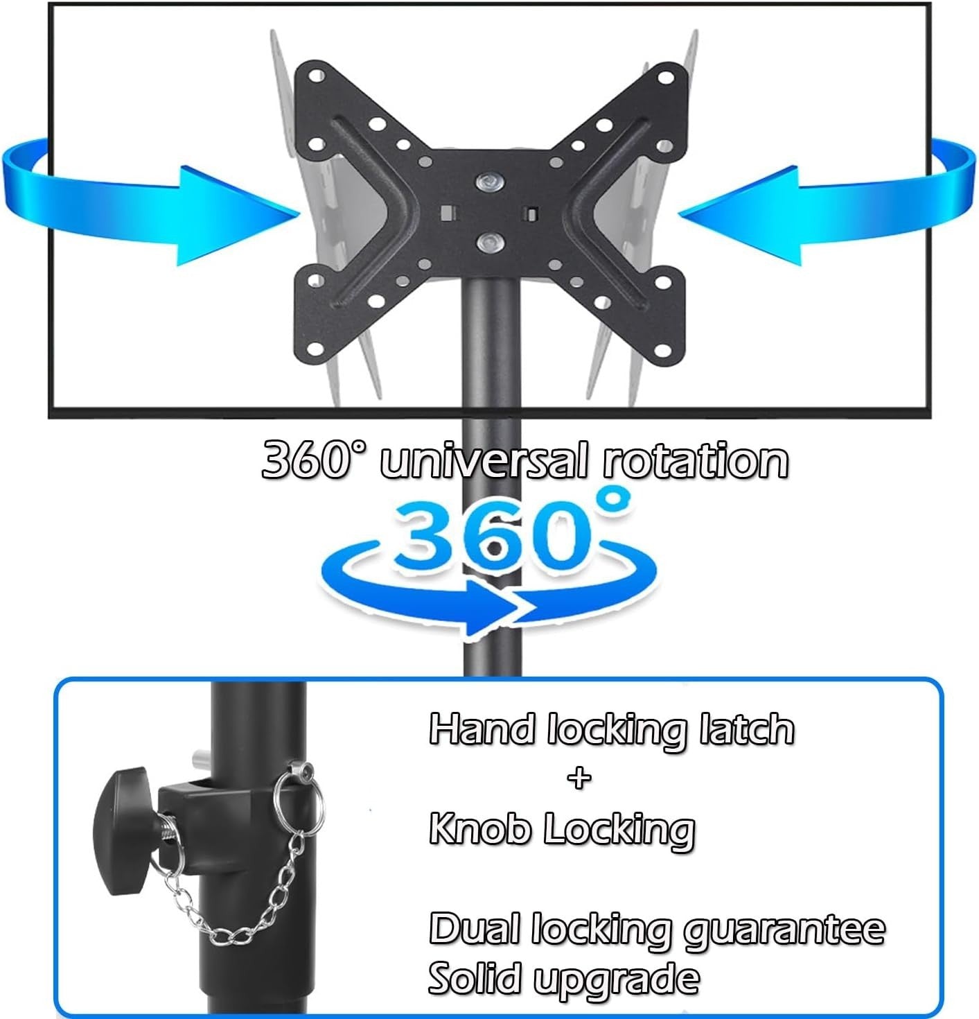 360° Swivel TV Floor Stand Adjustable Height for 14-43” LCD OLED TVs, 20kg