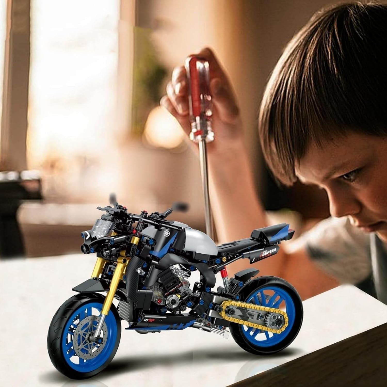 Tech Motorcycle Building Blocks Set - 638 Pcs STEM Toy for Kids & Teens
