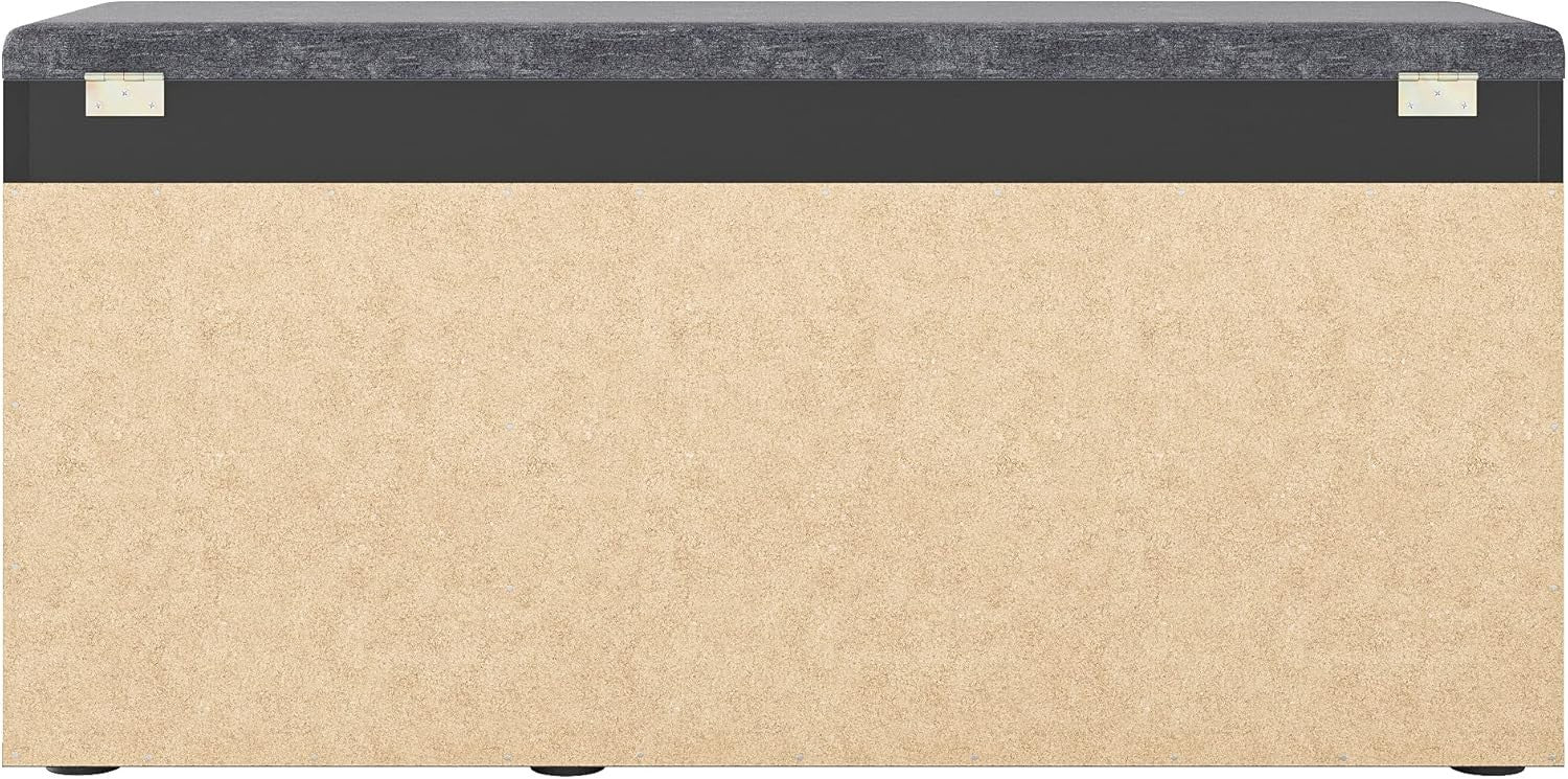 Black Shoe Storage Bench with Cushion Hidden Compartment Entryway Seating