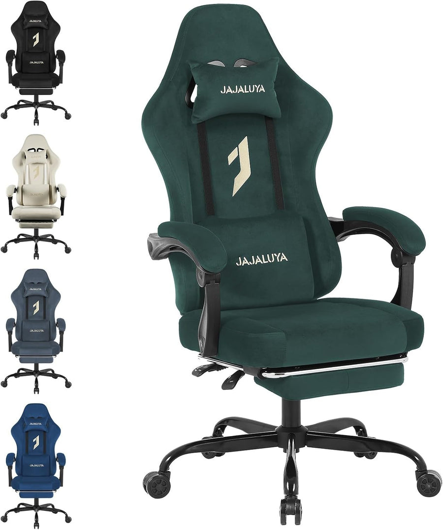 Ergonomic Green Gaming Chair Swivel Recliner Adjustable Foot Rest High Back
