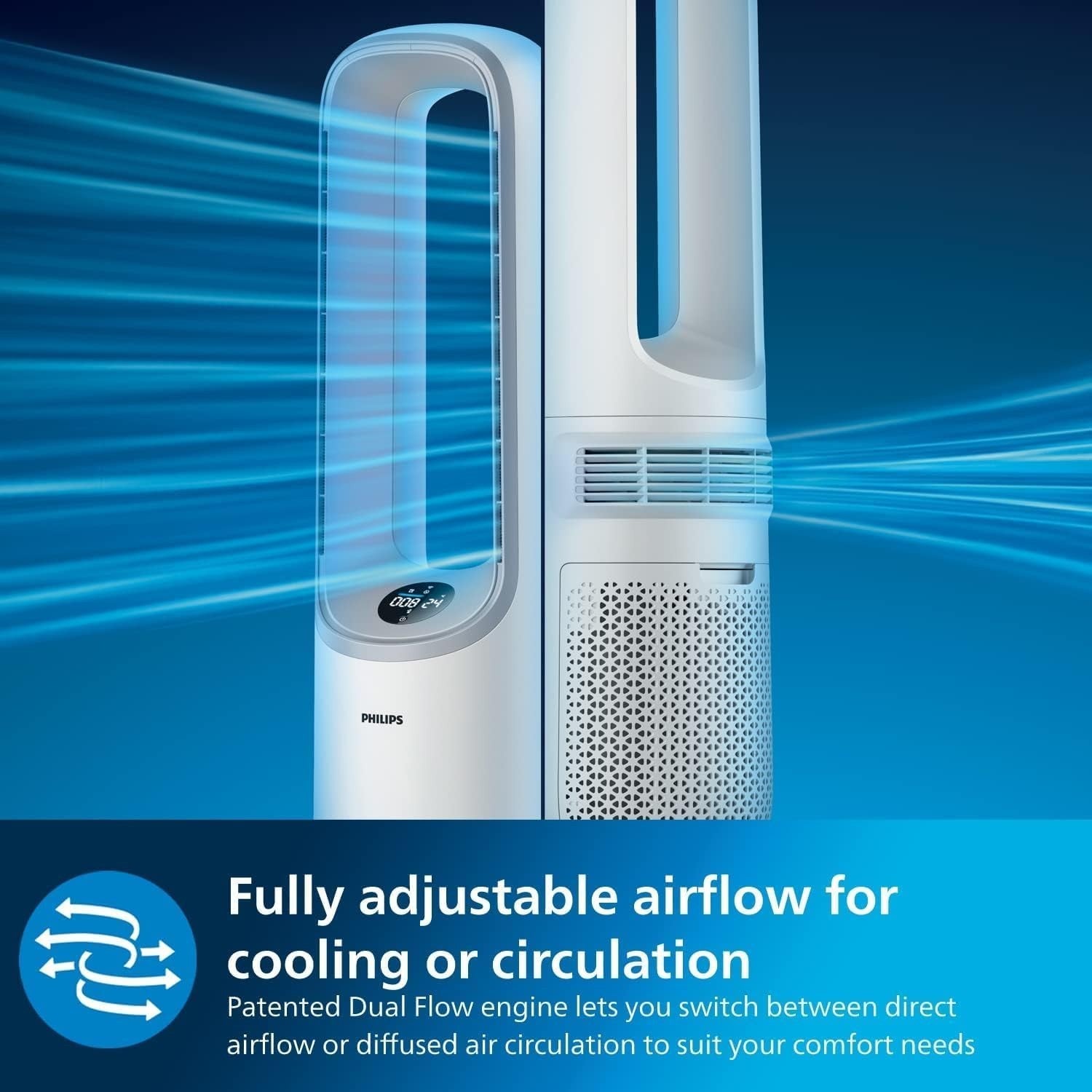 2 in 1 Air Purifier Cooling Fan HEPA Quiet Smart Large Room 70m²
