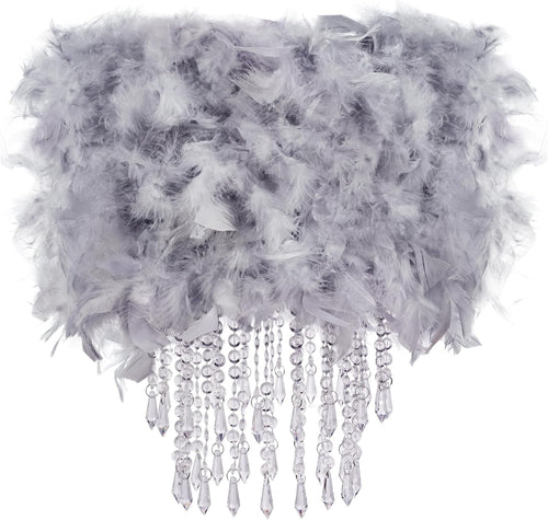 Modern Grey Fabric Lampshade Gold Inner Drum Ceiling Pendant Light