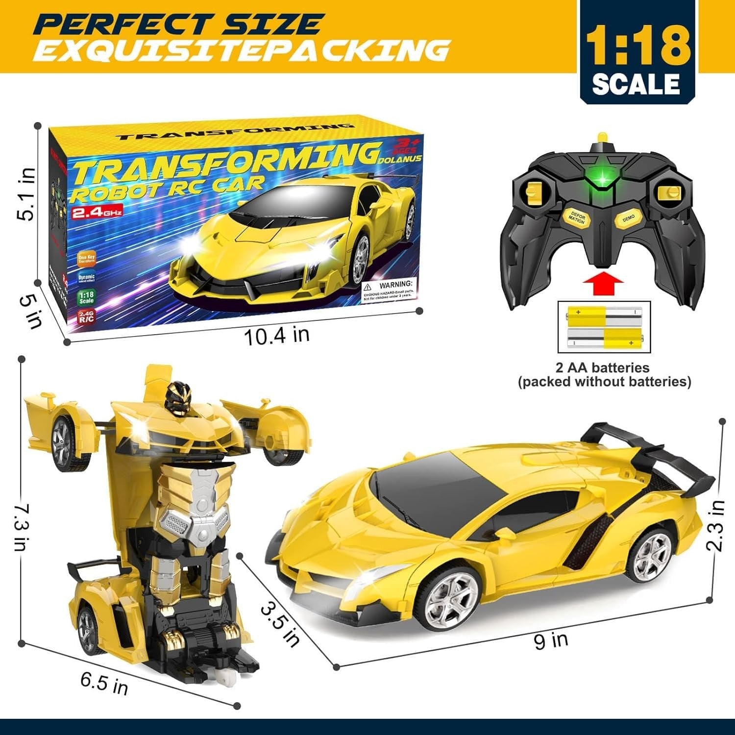 Transforming Robot RC Car 360° Drift Toy – Remote Control Gift for Kids 3–8+