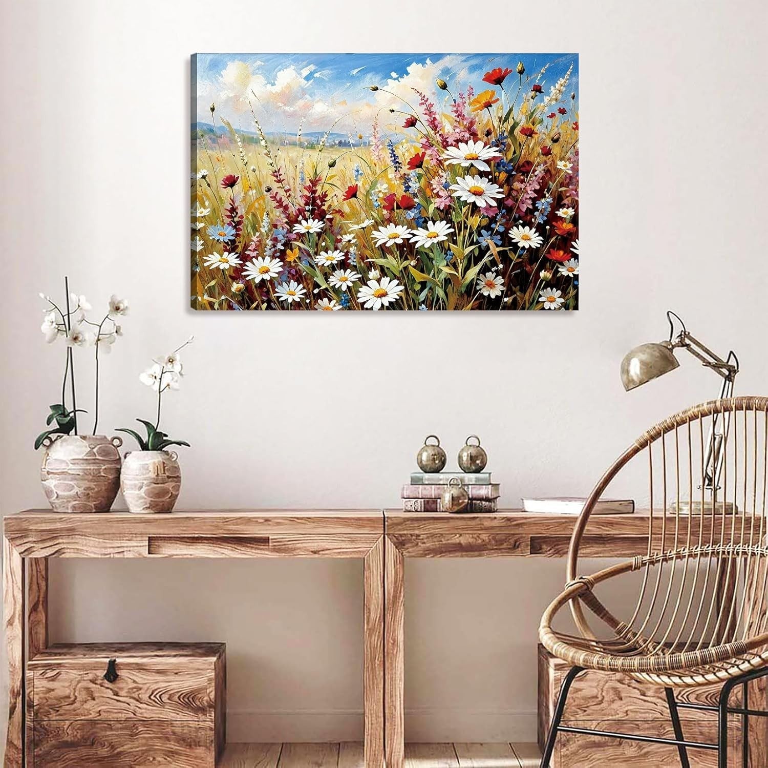 Floral Abstract Wall Art 59x39cm Framed Colourful Canvas