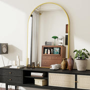 Gold Arch Wall Mirror 100x75cm Elegant Shatterproof Frame for Bathroom