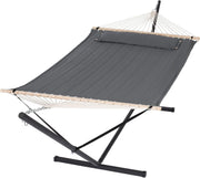 2 Person Quilted Hammock with Stand – 204kg Capacity – Portable Outdoor Bed