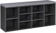 Modern Shoe Storage Bench with Cushion & Adjustable Shelves 104x30x48cm