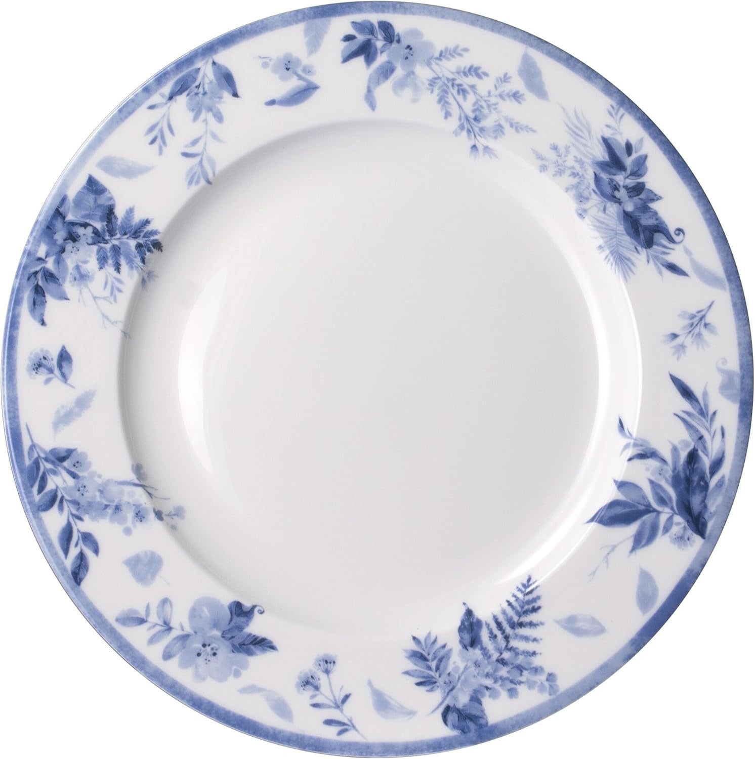 16pc Bone China Dinnerware Set Blue White Plates Bowls Mugs Chip Resistant