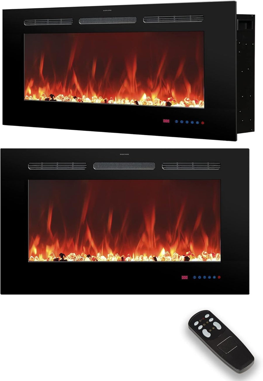 30” Wall Mounted Electric Fireplace Heater LED Flame Remote Timer