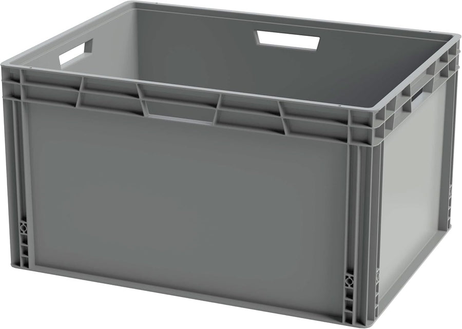 Dark Grey Recycled Plastic Euro Container 80x60x40cm – 185L Storage Crate