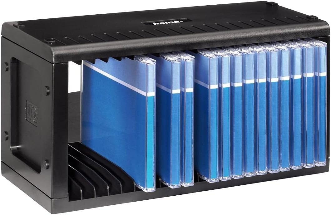 CD DVD Storage Rack Holds 20 Discs Wall Mount Stand Black Modular Shelf