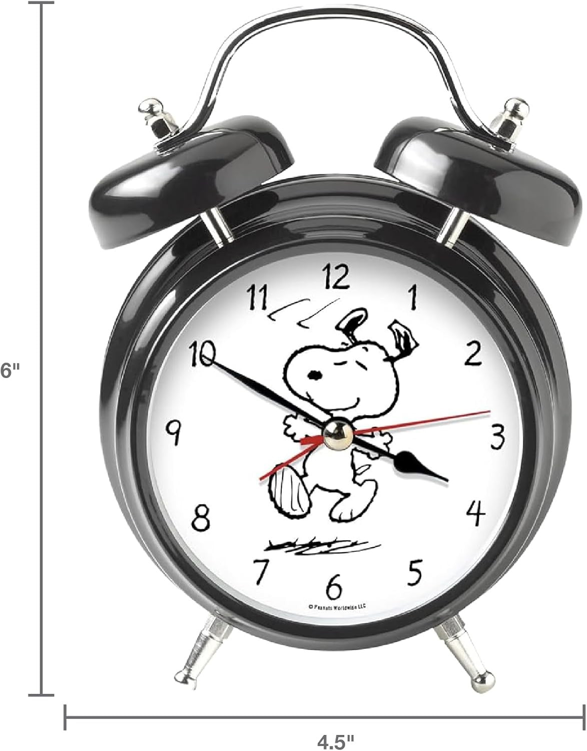 Black Twin Bell Alarm Clock Retro Loud Ring Backlit Face Bedroom