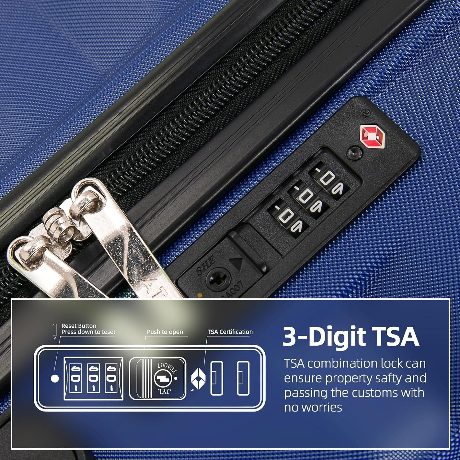 Medium Check-In Suitcase 65L Lightweight ABS Hard Shell with TSA Lock