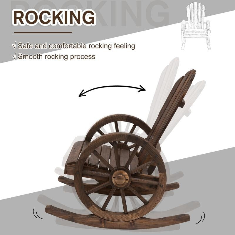 Wooden Garden Rocking Chair Outdoor Patio Porch Fir Wood Rocker Rustic Seat