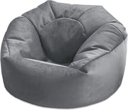 Plush Velvet Beanbag Chair Large Soft Lounger Indoor Floor Seating Grey