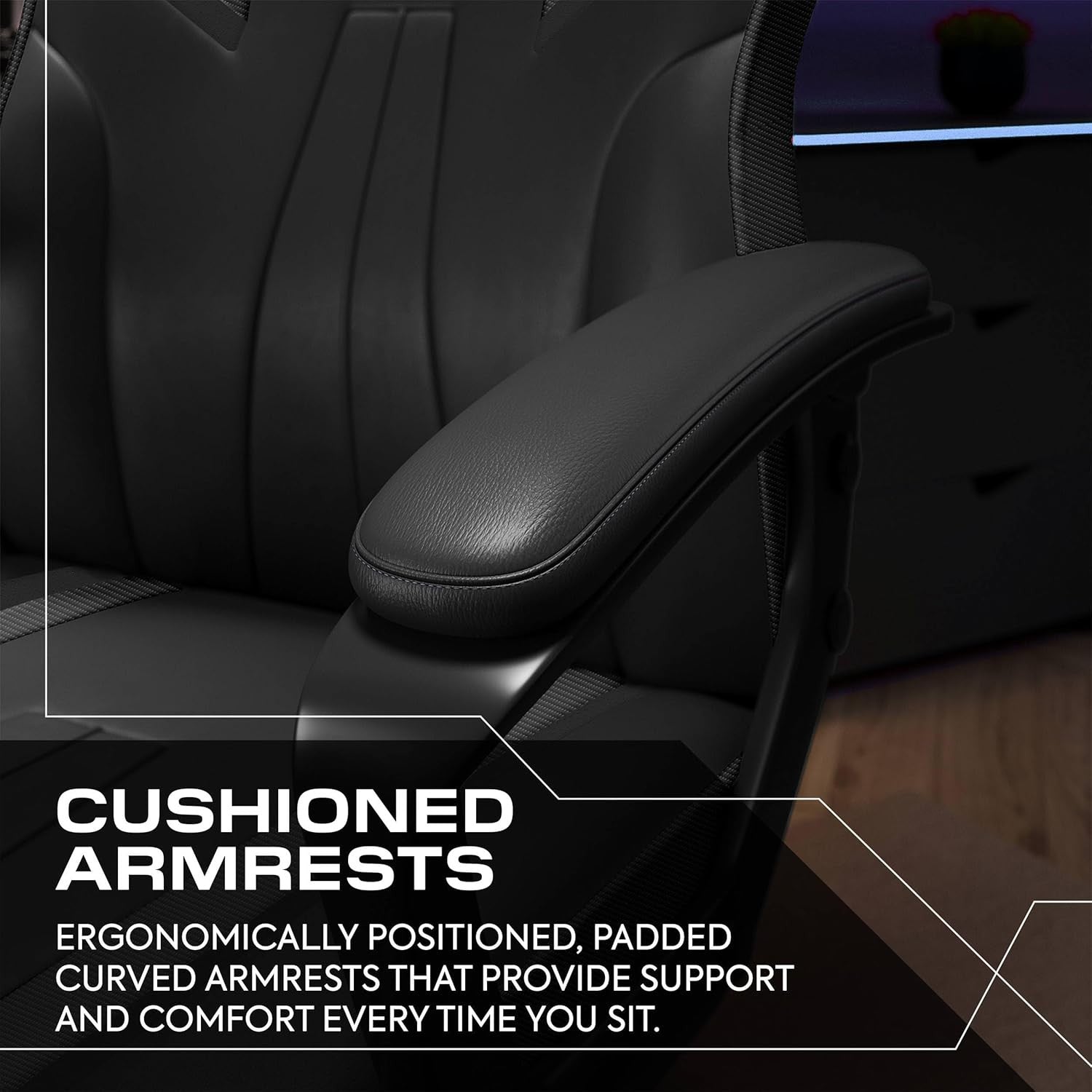 Ergonomic Gaming Chair High Back Wide Seat Black