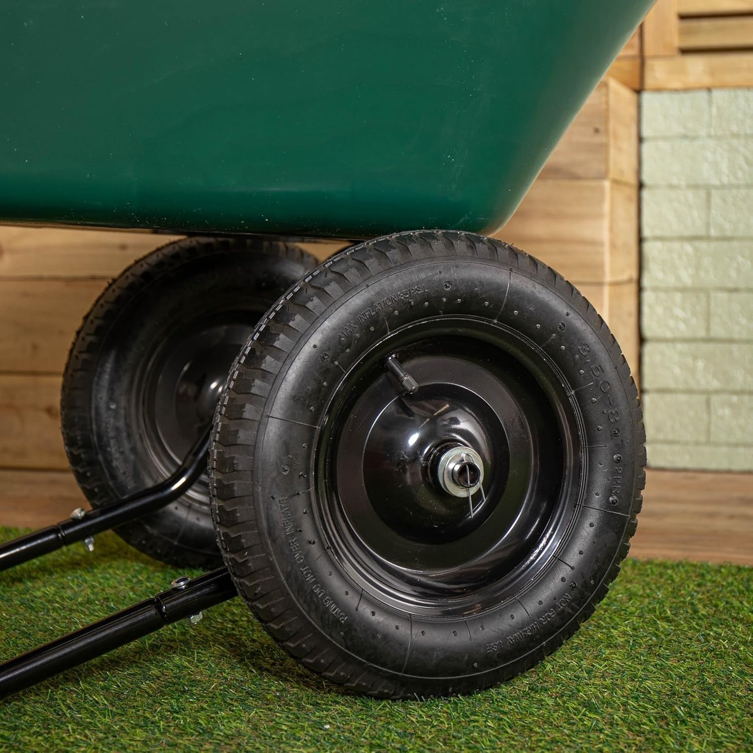 85L 2-Wheel Wheelbarrow Green – Plastic Tub w/ Pneumatic Tyres Heavy Duty 150kg