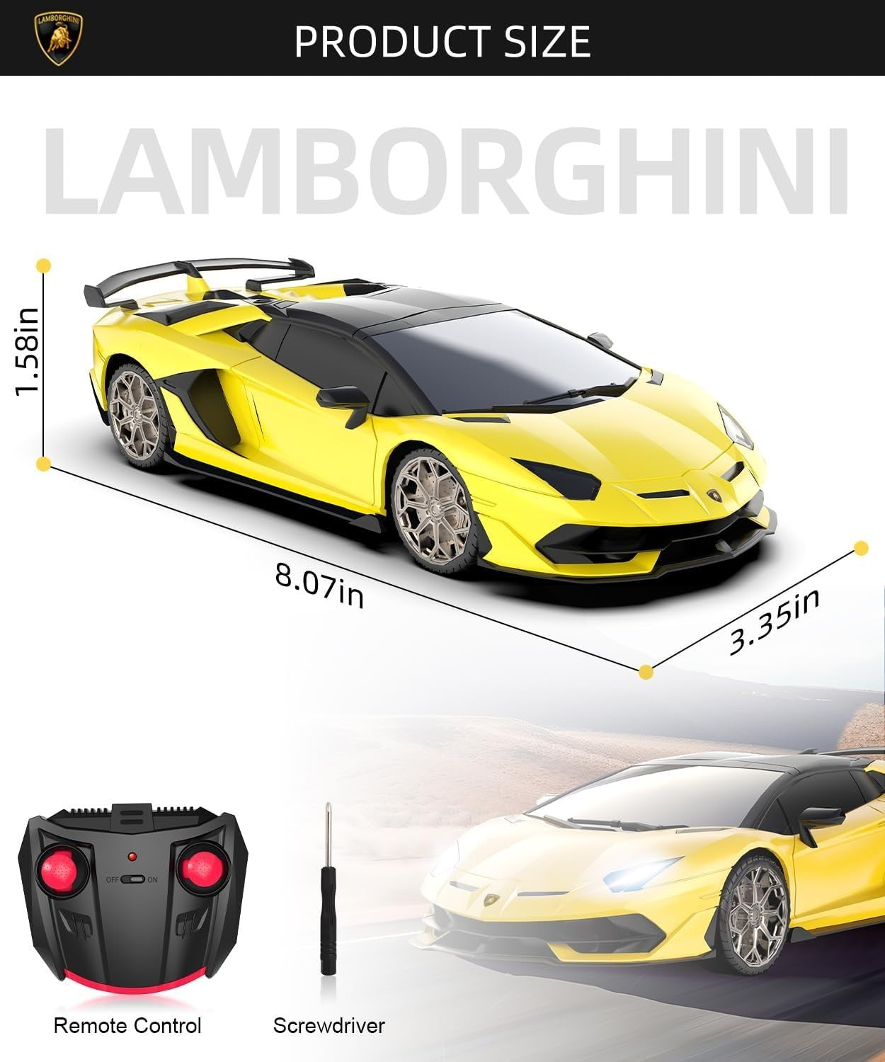 1:24 RC Lamborghini Car – 2.4GHz Remote Control Toy for Kids Boys & Girls