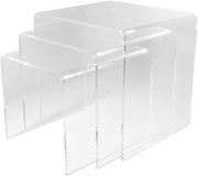 Clear Acrylic Nest of Tables Set 3 Modern Perspex Side End Coffee Display