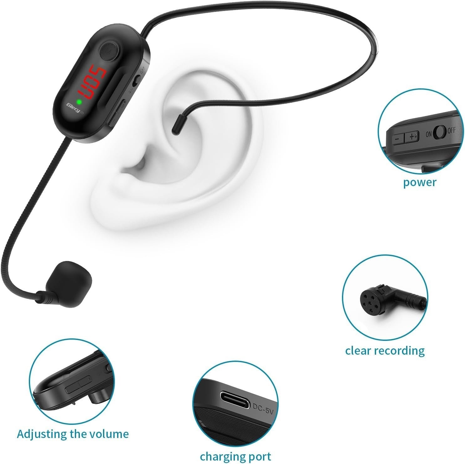 30W Portable Voice Amplifier UHF Wireless Mic Bluetooth Rechargeable