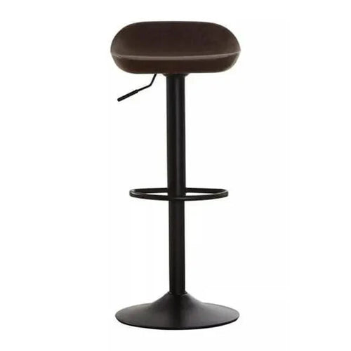 Set of 2 Mocha Bar Stools Adjustable Swivel PU Leather Black Base Chairs
