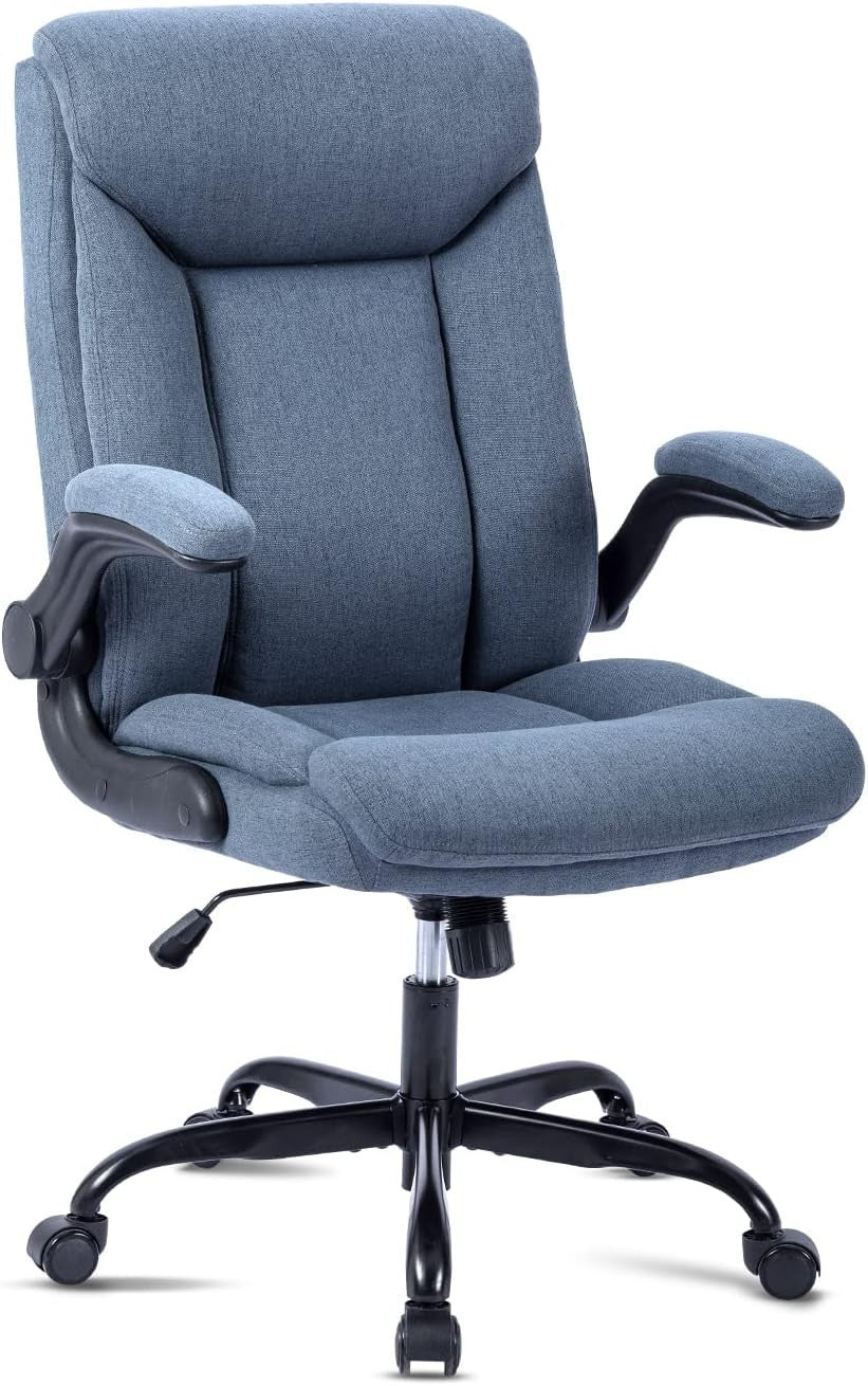 Ergonomic Office Chair High Back Swivel Desk Chair Flip-Up Arms 150kg Max Blue