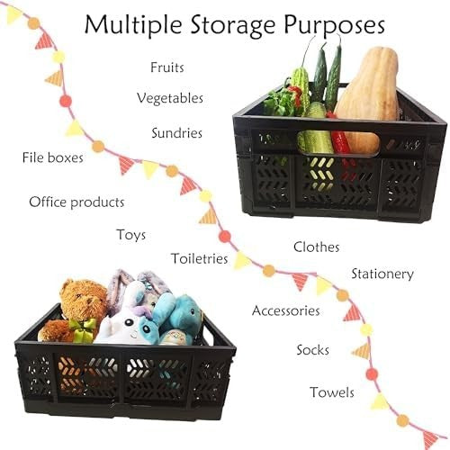 4 Pack 20L Foldable Storage Crates Heavy Duty Stackable Boxes